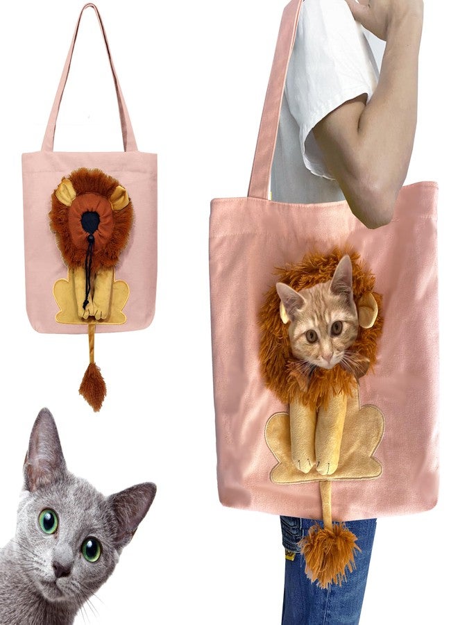YOOLEETC Lion-Shaped Show Head Pet Canvas Shaped Shoulder Bag，Pet Out Bag, Outcrop, Pet Out Shoulder Bag. (Pink), YL08 - Image 1
